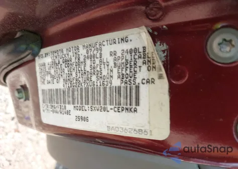 1999 Toyota Camry Le from USA, damaged, VIN 4T1BG22K7XU611639